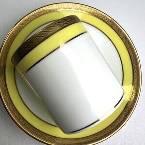 Richard Ginori 1735 Impero Palermo Yellow Demitasse Porcelain Cup Saucer Set